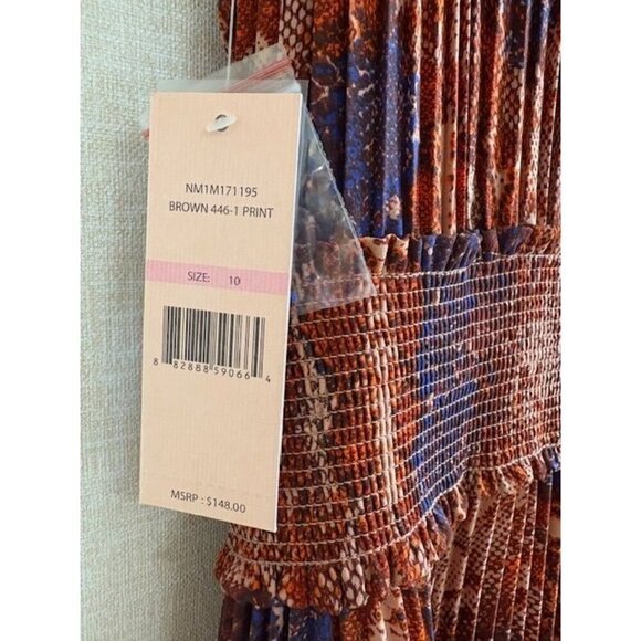 NWT Nanette Lepore Snake Print Pleated Flair Multicolor Dress Size 10 - Picture 6 of 10